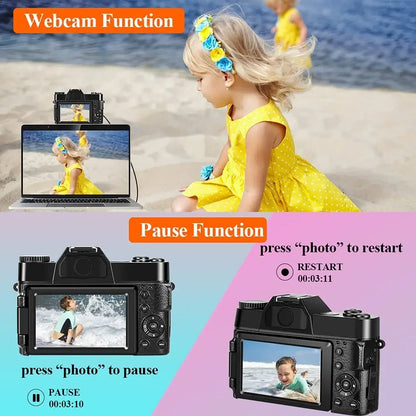4K Digital Camera for Photography 48MP WiFi Auto Focus Livestream Video Camera 16X Digital Zoom YouTube Vlog Camera Flip...
