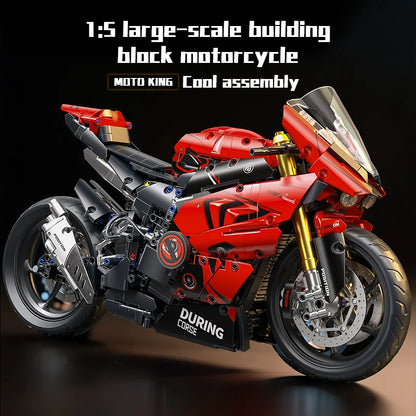 TOYLINX High-Tech 2024PCS 1:5 Scale Motorcycle Building Blocks City Motorbike Locomotive Modular Bricks Model Toys For Kid Gifts