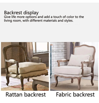 French farmhouse antique wooden armchair lounge living room furniture with stool accent chair | Kimlud Office Luxury Chair