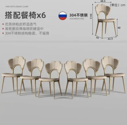 luxury Kitcjen Dining Table Set 6 People Desk legs metal Marble Dining Table Coffee Multifunctional mesa comedor home...