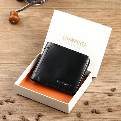 CHANPINCL Genuine Cow Leather Men Wallet Luxury Short Tri-Fold First Layer Cowhide Purse Male Business Horizontal Fashion