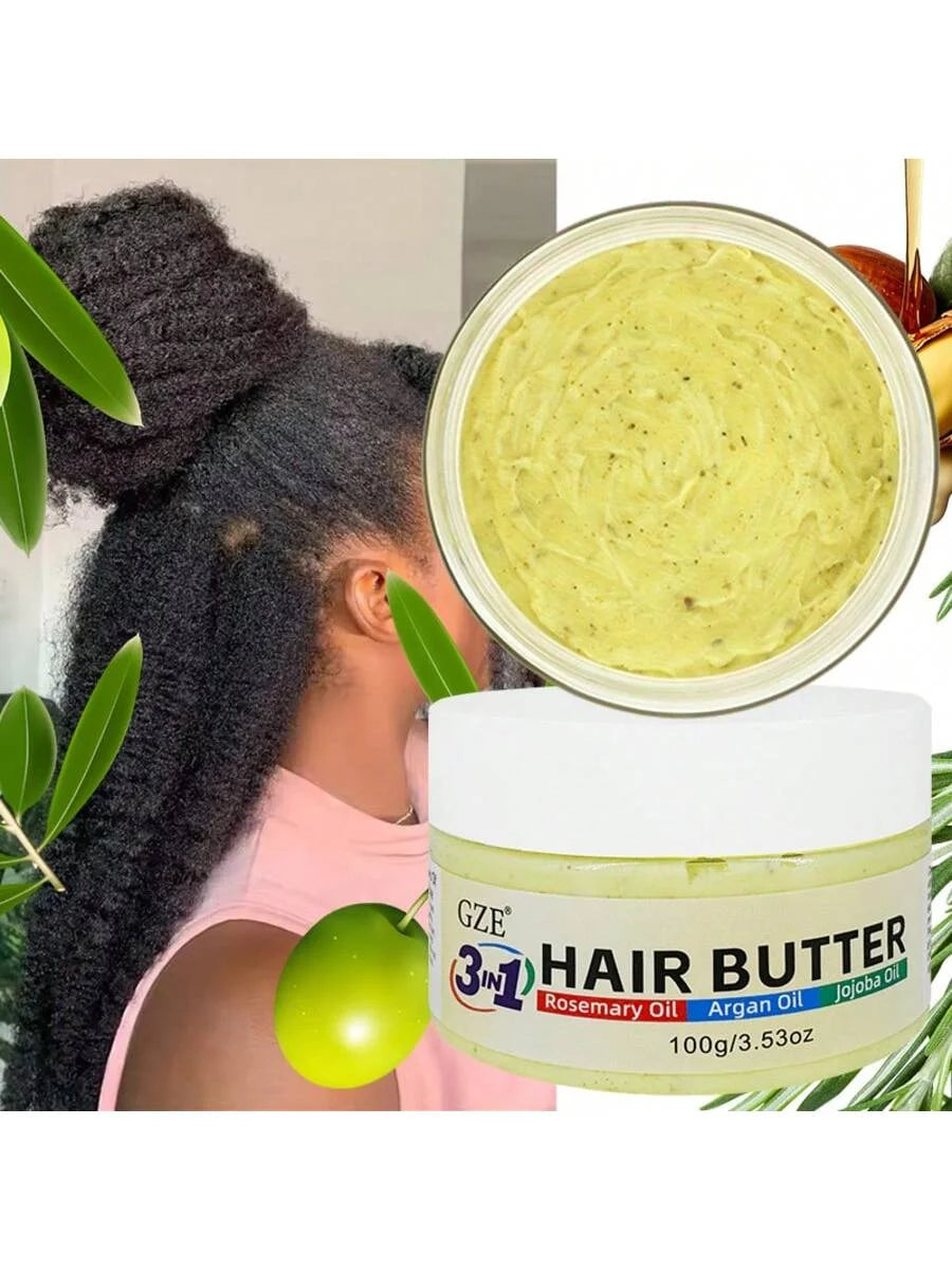 GZE 3 in 1 Hair Butter Nourishing Cream with Rosemary, Argan & Jojoba Oils for Deep Conditioning, Frizz Control, Stong Hair Root - Kimlud