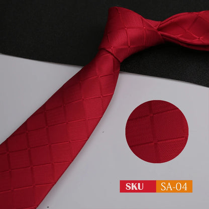 Luxury 8CM Mens Ties Necktie Solid Twill Stripes Plaids Ties For Man Groom Neck Tie For Business Party