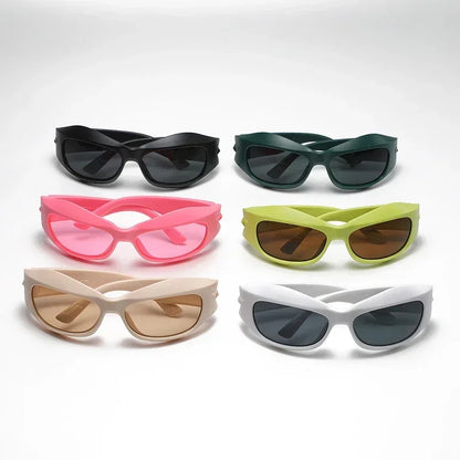 Steampunk Style Y2K cycling Sunglasses Women Men Trendy Ins Curved Shaped Glasses Personalized Technology Sports Sun...