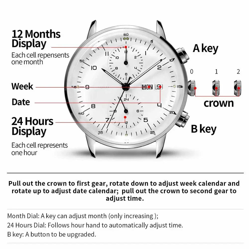Mens Fashion Mechanical Watches Business Automatic Wristwatch Stainless Steel Luminous Designer Clock Reojes De Hombre...