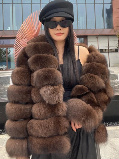 Hot selling winter sable fashion Finnish imported fox fur coat new lapel collar women high-end real fox fur jacket