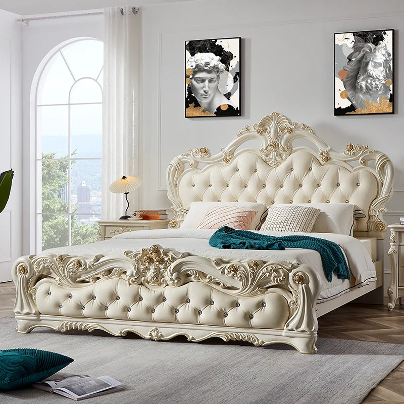 Princess France Bed Double Headboards Design Aesthetics Romantic Bed Bedroom Girls Wedding Muebles Lounge Suite...