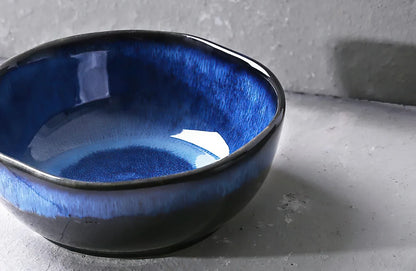 1 Pcs Bone China Bowl Tableware Blue Janpan Rice Soup Dinner Service Retro Ceramic Dinnerware Restaurant Home Kitchen...
