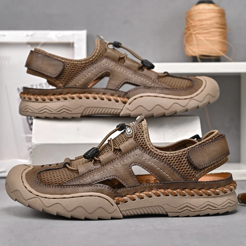 New Mens Sandals Summer Breathable Mesh Sandals Men Outdoor Casual Lightweight Beach Sandals Fashion Men Shoes Large Size 38-46 - Kimlud