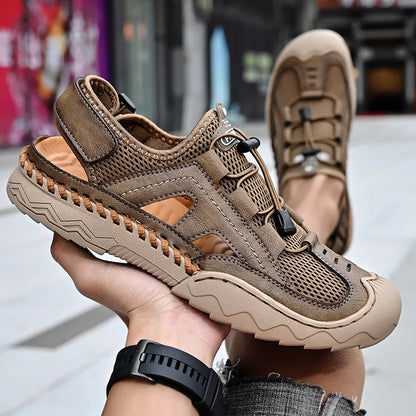 New Mens Sandals Summer Breathable Mesh Sandals Men Outdoor Casual Lightweight Beach Sandals Fashion Men Shoes Large Size 38-46 - Kimlud