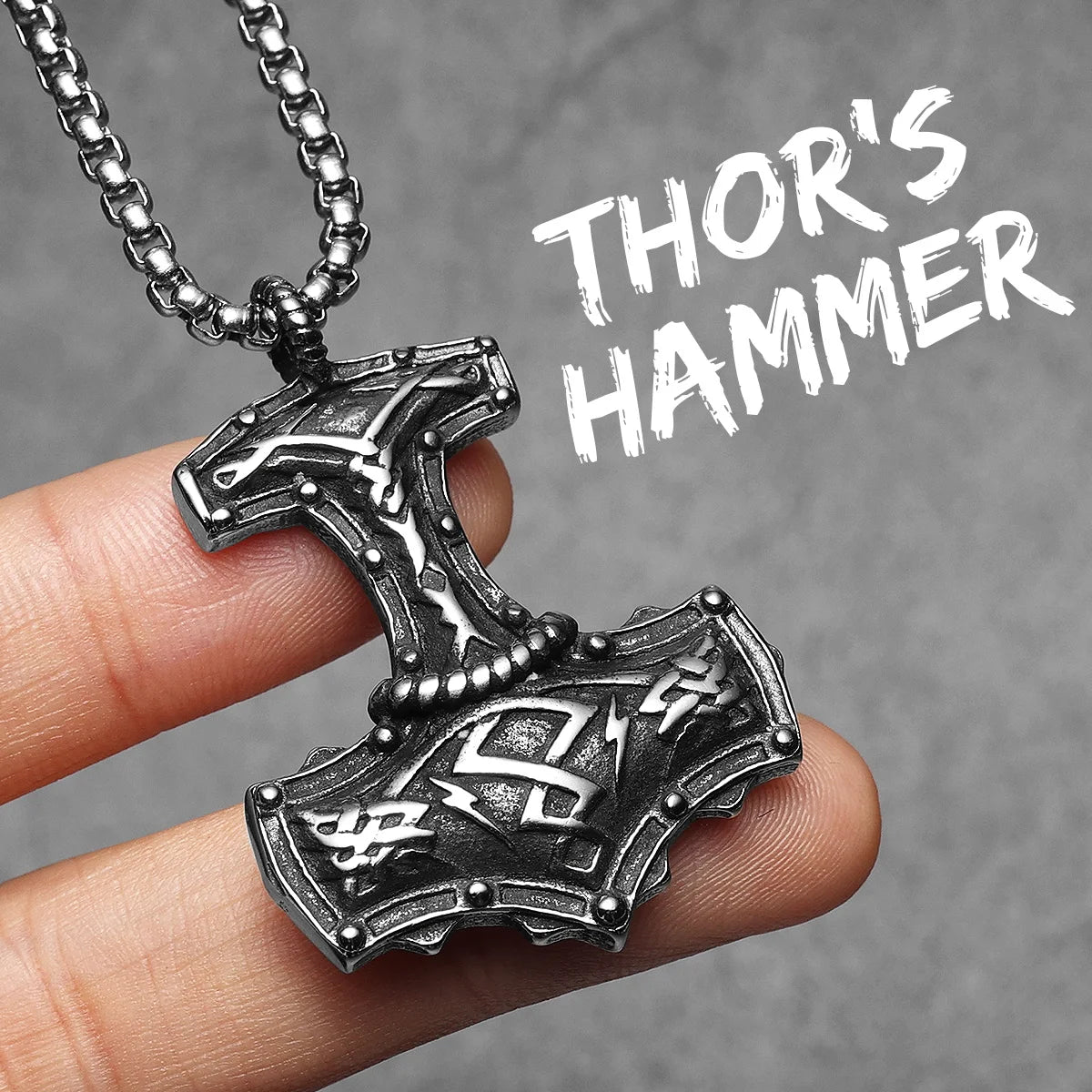 Viking Retro Thor's Hammer Men Necklaces With Pendant Stainless Steel Jewelry For Male Women Punk Hip Hop Accessories Gifts
