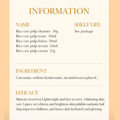 BIOAOUA Rice Whitening Skin Care Set, facial cleanser+toner+essence+lotion+cream,Brightning Htdrating Serum,Women skin care