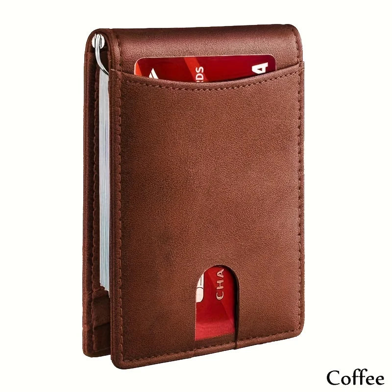 Men's Leather Wallet, RFID Blocking Anti-theft Wallet, Multi-card Card Holder, Money Clip