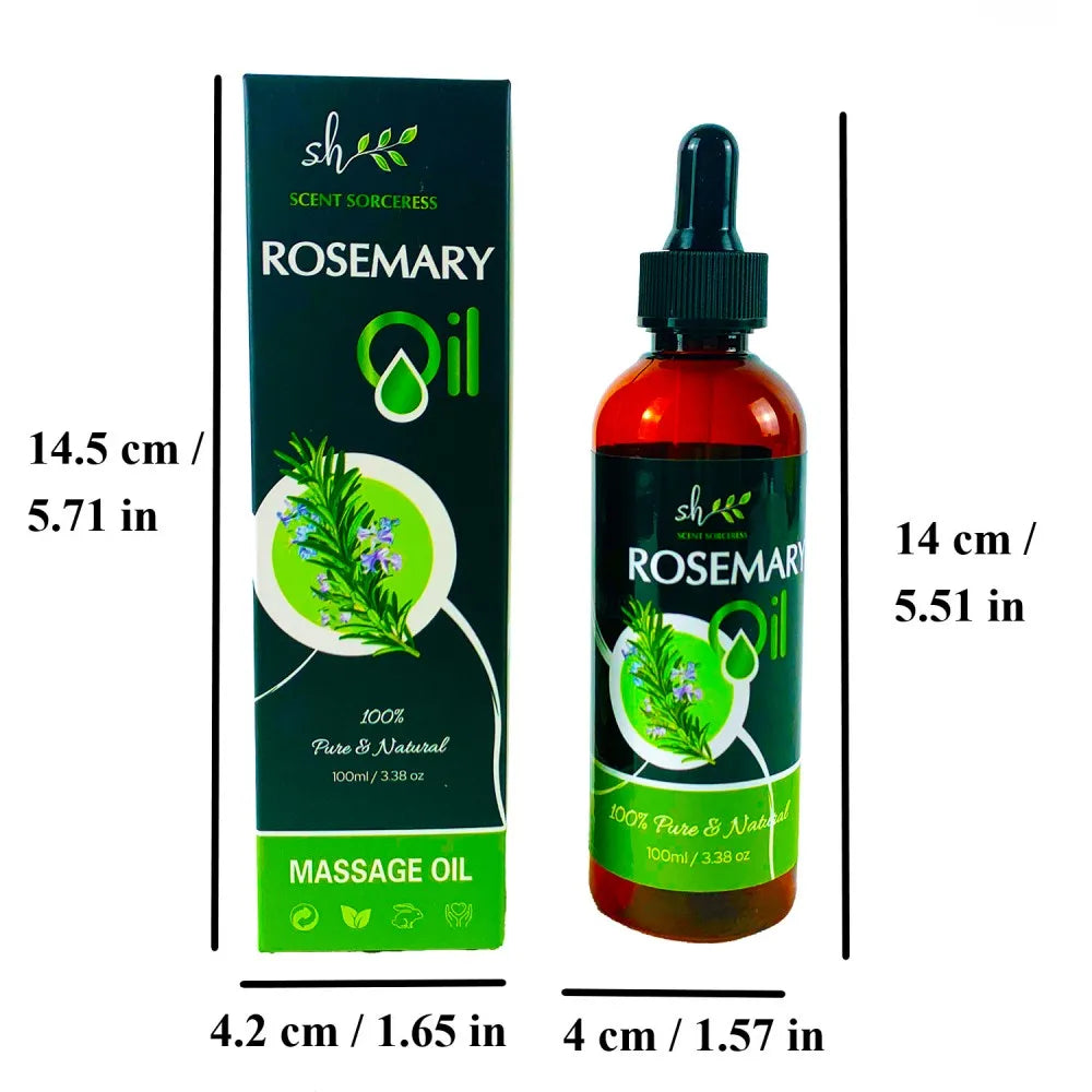 Rosemary Essential Oil (100 ml) with Glass Dropper -Authentic & Premium Oil, Great for Hair Care, Skincare, Massage...