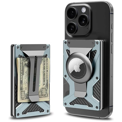 Mag Safe Wallet Money Clip, Air Tag Holder and Money Clip, [With1 Magnetic Sheets], for Magnetic and Non-Magnetic Phones
