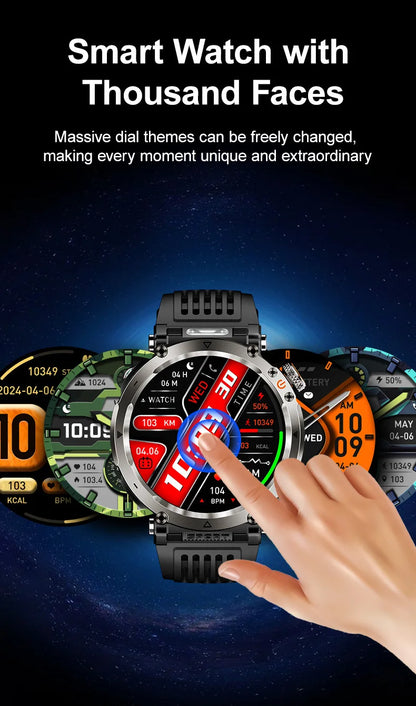 HT30 Smart Watch Bluetooth Call Men Outdoor Sports Fitness Compass Heart Rate Health Monitoring 600mAh Large Battery Smartwatch