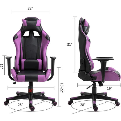 Modern-Depo Gaming Chair Recliner, Ergonomic Swivel Office Computer Desk Chair with Headrest Lumbar Support, Black Purple