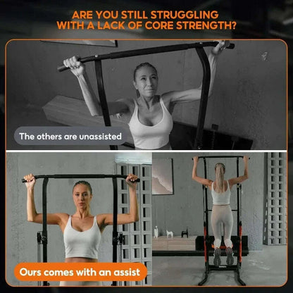Power Tower Pull Up Bar Station Assistive Trainer, Multi-Function Adjustable Height Dip Station for