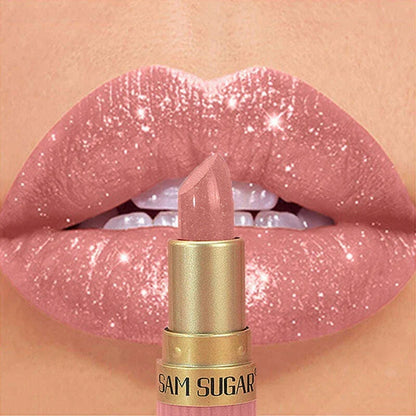 6 Colors Diamond Pearlescent Lipstick Glitter Shiny Metallic Lipstick Lip Tint Long Lasting Nude Shimmer Shiny Lip Gloss Makeup