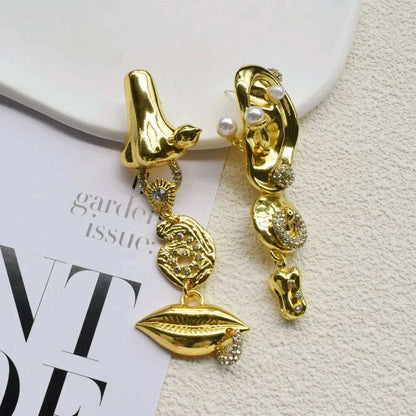 Vintage Exaggerated Irregular Alloy Dangle Earrings for Women Jewelry Baroque Style Party Show Statement Earrings Accessories