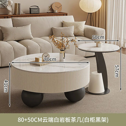 Round Designer Coffee Table Storage Nordic Aesthetic Minimalist Coffee Table Drawers Italian Simple Mesa Auxiliar Home...