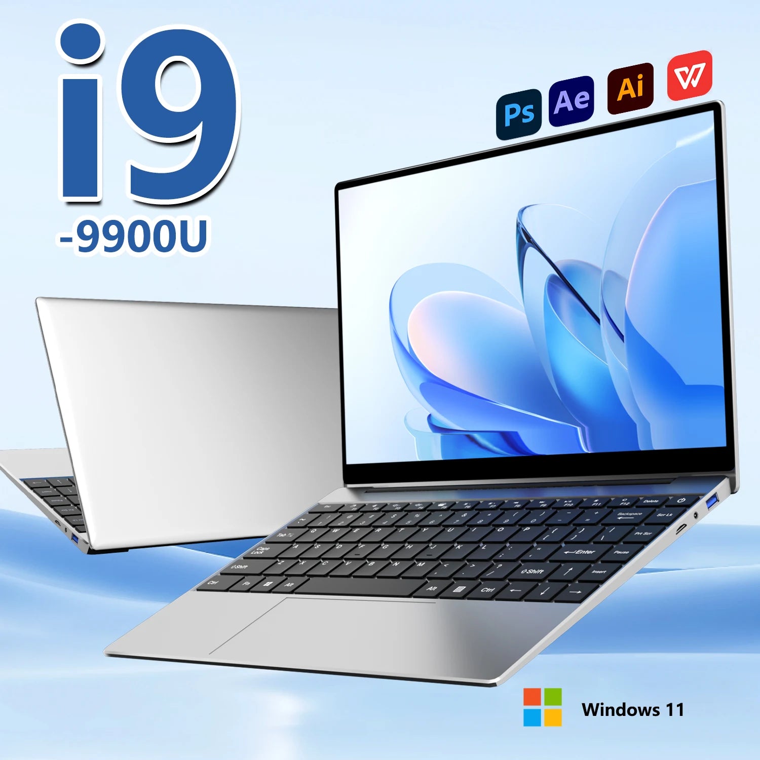 2025 14.1 Inch Slim Laptop Windows 11 Intel Core I9-9900U 32GB DDR4 2TB SSD Gaming Notebook WiFi 6 Office Study Computer PC - Kimlud