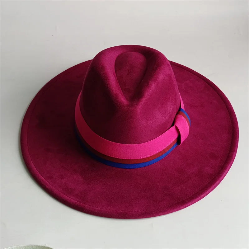 Grayish Brown Suede Hat Wide Brim 2026 NEW Fedora Hat Men Women Autumn Winter Felt Hats Classic Church Fedoras Chapeau...