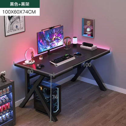 Ergonomic Large Gaming Desk, K-Shaped Gaming Table, PC Gaming Workstation Home Office Desks, Space-Saving, Easy to Assemble