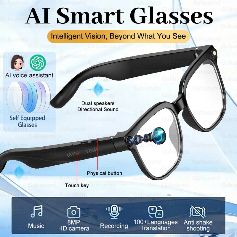 2026 AI Smart Glasses ChatGPT 800W HD Camera 4K Video Recorder 100+Translation Bluetooth Call Smart Eyeglasses For...