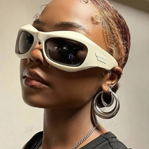 Steampunk Style Y2K cycling Sunglasses Women Men Trendy Ins Curved Shaped Glasses Personalized Technology Sports Sun...