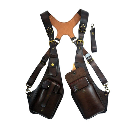Retro Anti-Theft Leather Double Shoulder Armpit Bag Outdoor Fashion Adjustable Wallet Phone Case For Men Shoulder...