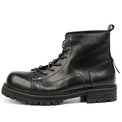 Durable Goodyear-Welted Motorcycle Rugged Heritage Boots Vintage Oil Genuine Leather  Punk For Men Cowhide High-Cut Shoes