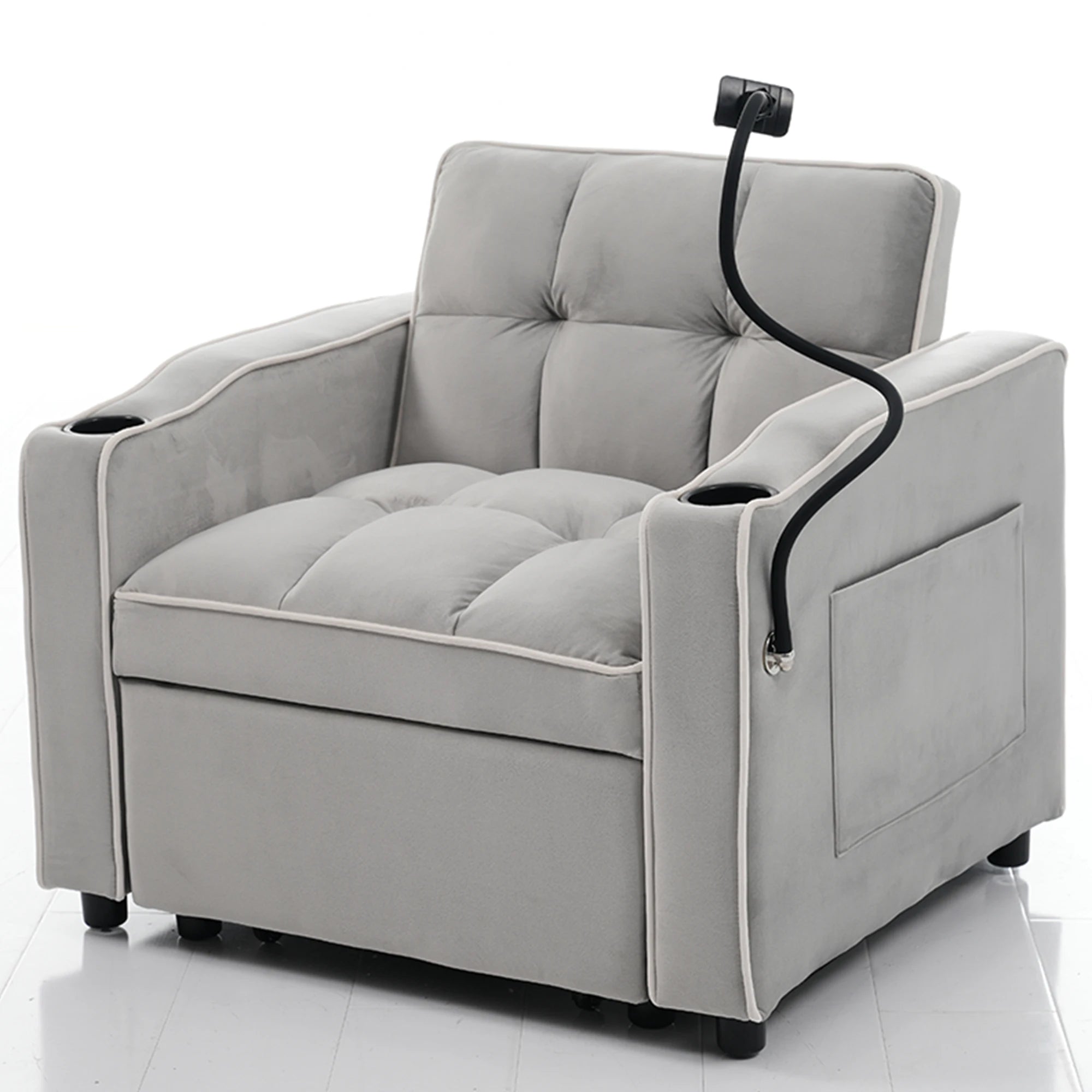 3-in-1extendable single sofa bed with beverage rack and phone holder,sofa bed,chair,perfect for small rooms,83*167*76 cm - Kimlud
