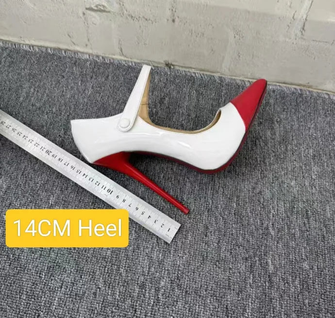 FHC 2024 New 12/16cm Mixed Colors Women Pumps,Stiletto High Heels Autumn Shoes,Pointed Toe,Front Strap,White,Blue,Unisex,Custom - Kimlud
