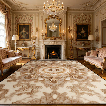 Luxury French Rococo Style Golden Carpet for Living Room Decoration Home Large Area Rugs Dining Room Bedroom Non-slip Floor Mat