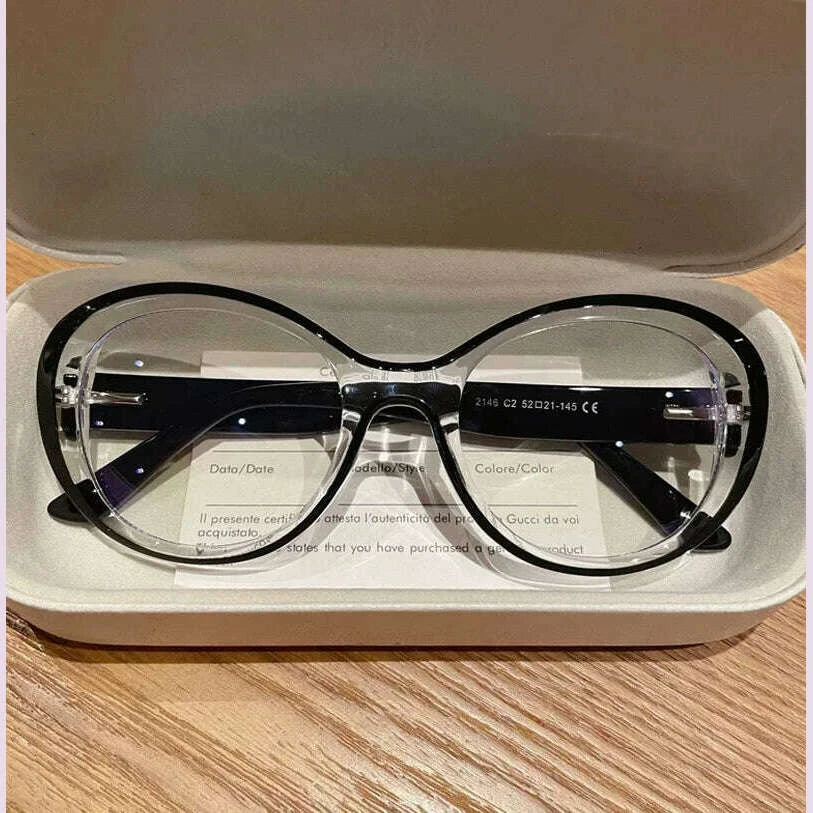 CLLOIO New Fashion Oval Transparent Frame For Women Anti Blue Light Reading Glasses Myopia Customizable Prescription Eyeglasses