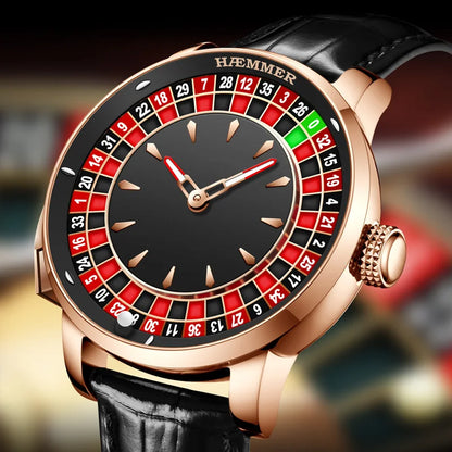 HAEMMER Men's Mechanical Watch Stainless Steel NH35 Watch Men's Push Button Roulette Rotating Sapphire Glass Watch Waterproof