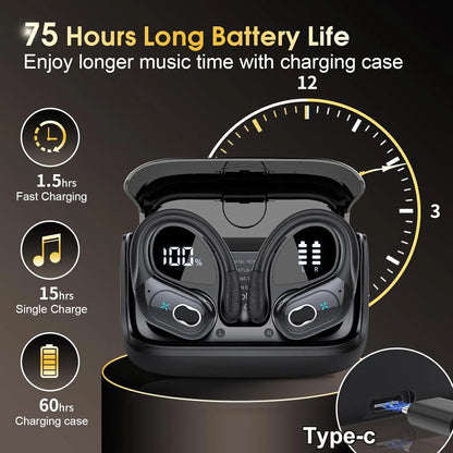 TWS Sports Earbuds Bluetooth 5.4 HIFI Bass Wireless Headphones LED Touch Hands-free Earphone Noise Cancelling Waterproof...