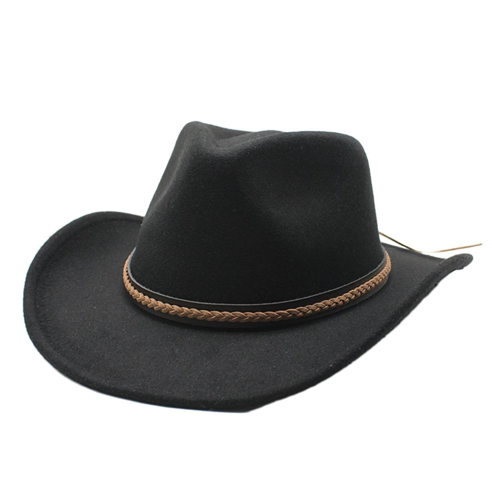Classic Cowboy Hats for Women Men Retro Cowgirl Hats Wide Brim Felt Hats with Decorative Band | Kimlud Mid Range Rug