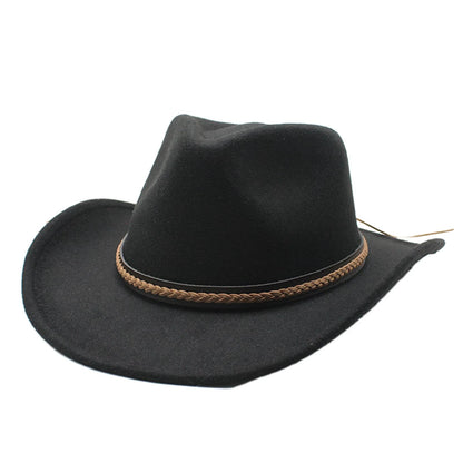 Classic Cowboy Hats for Women Men Retro Cowgirl Hats Wide Brim Felt Hats with Decorative Band | Kimlud Mid Range Rug