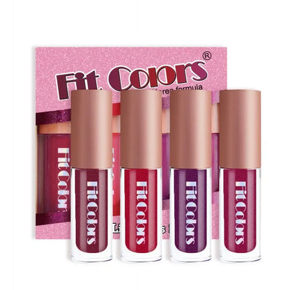 4Pcs/Set Metallic Lip Gloss Pearly Diamond Fine Glitter Matte Moisturizing Waterproof No-stick Cup Lip Glaze Liquid...