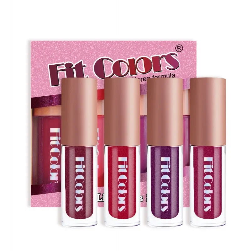 4Pcs/Set Metallic Lip Gloss Pearly Diamond Fine Glitter Matte Moisturizing Waterproof No-stick Cup Lip Glaze Liquid...