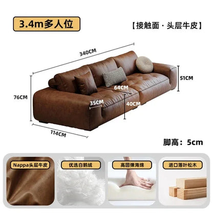 Leather Living Room Sofa Luxury Sectional Modern Design Sofa Apartment Interior Salon Canape De Luxe Moderne Room Decor - Kimlud