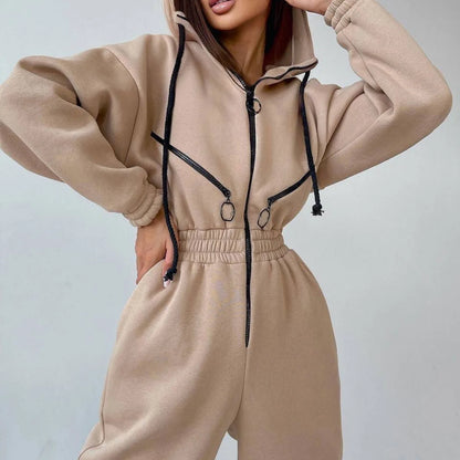 Sports and leisure women's jumpsuit ins hooded jumpsuit - Kimlud