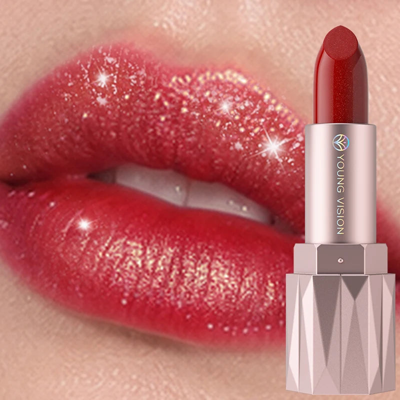 6 Colors Pearlescent Metallic Glitter Velvet Lipstick Waterproof Lasting Gold Reddish Brown Matte Shimmer Lip Tint Korean Makeup