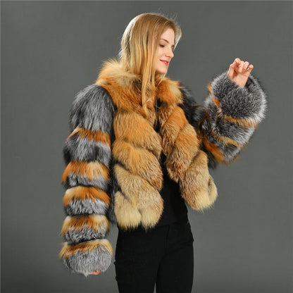 High Quality Vintage Design Natural Fox Fur Coats Warm Parka Overcoats Wholesale Luxury Real Red Fox Fur Coat For Women