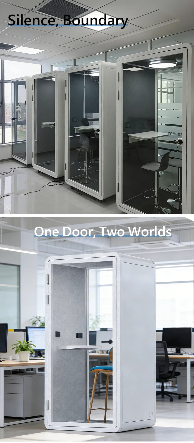 Modular Steel Structure Soundproof Silent Office Cabin Shared Phone Booth Designed For Indoor Commercial Office Buildings