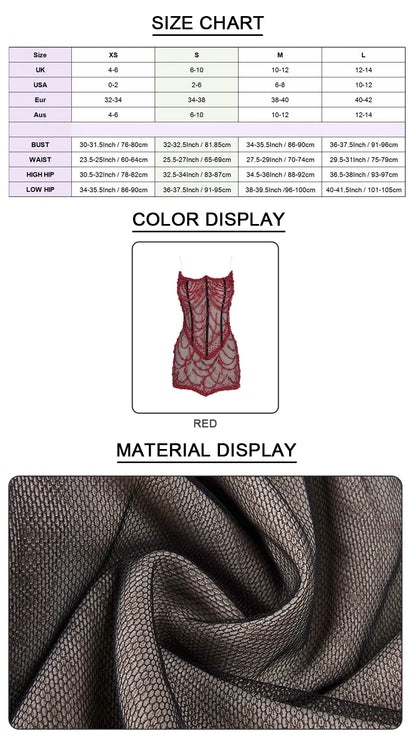 VC Glamorous Fashion Strapless Red Beaded Mesh Through Mini Sexy Dress with Corset for Club and Evening Party