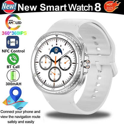 New Smart Watch 8 classic Rotating Dial AMOLED HD Screen Men's GPS NFC Sport modes Fitness Heart Rate Bluetooth Call Smart Watch