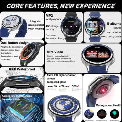 DT Watch X Smart Watch Men 466*466 AMOLED HD Screen 32gB Memory 3D Surround Vision Watch BT Call IP68 Waterproof Smartwatch Man